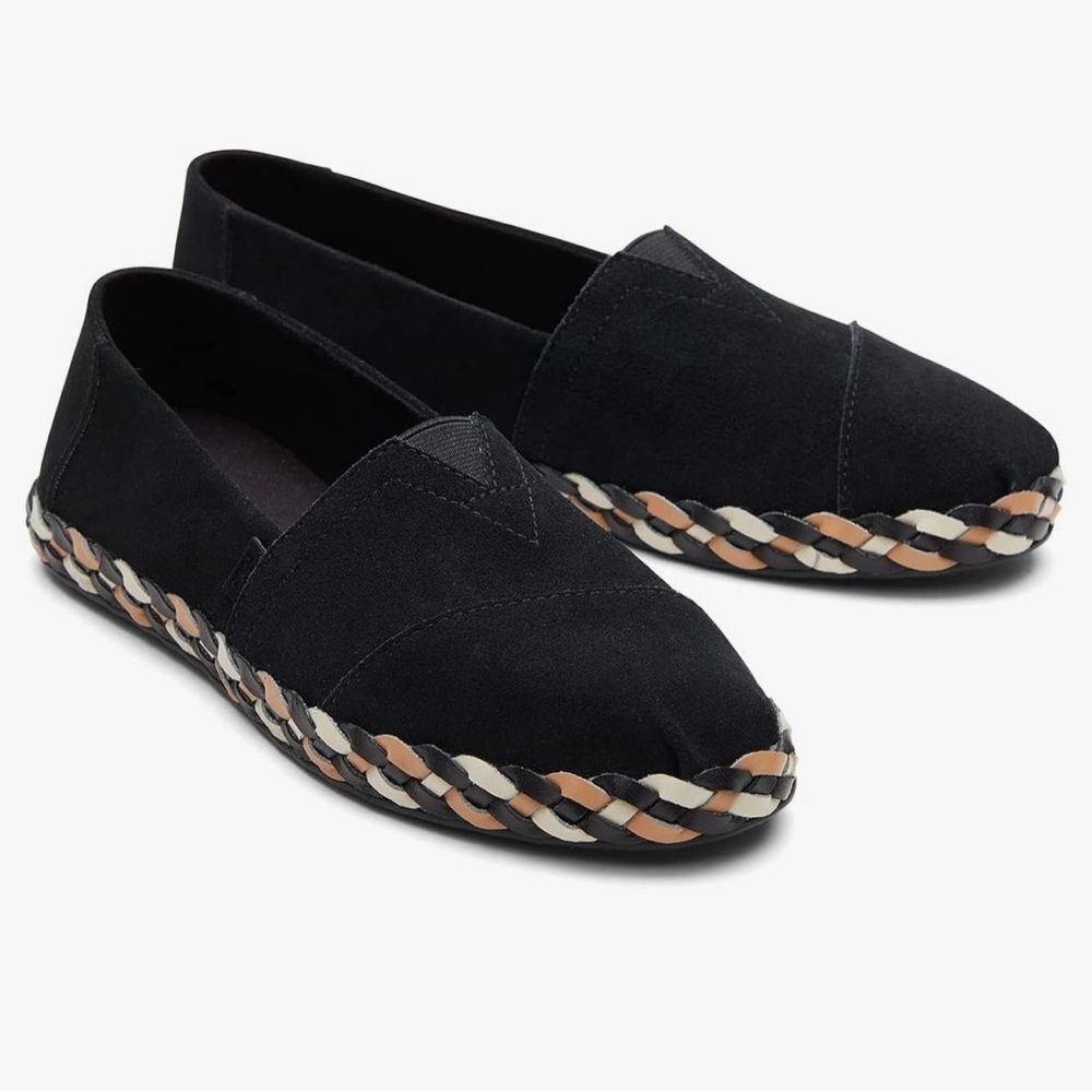 TOMS Alpargata Vetiver Black Suede Leather Slip-On Size 8.5